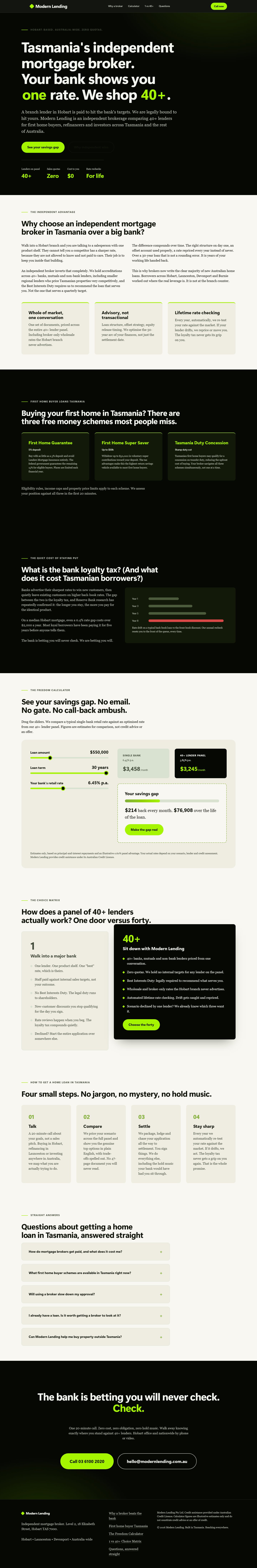Modern Lending Variant 2 — full website from hero to footer