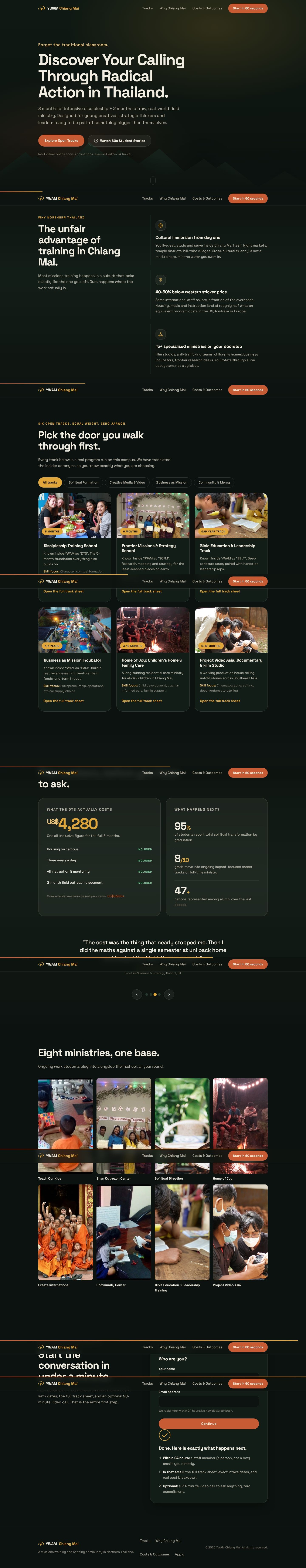 YWAM Chiang Mai, full website from hero to footer