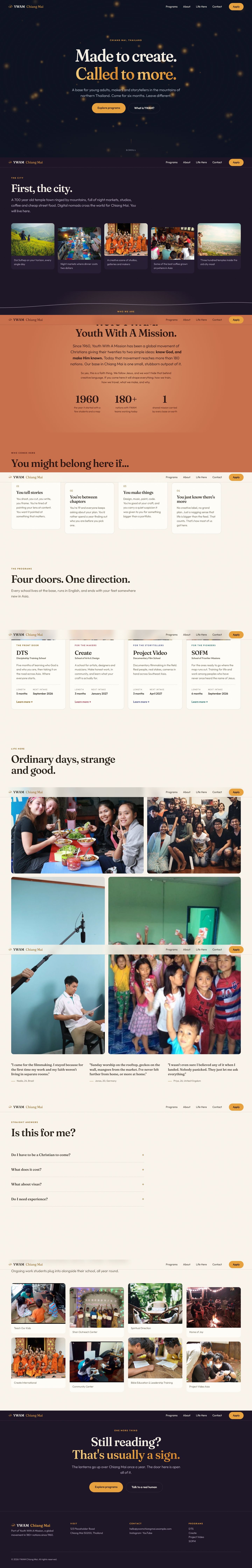 YWAM Chiang Mai variant 2, full website from hero to footer